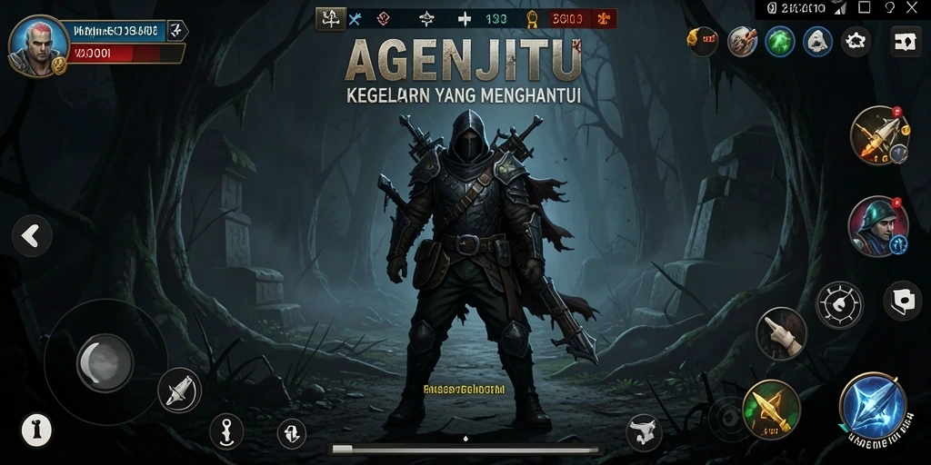 Tampilan gameplay AGENJITU yang menyeramkan dan menegangkan.