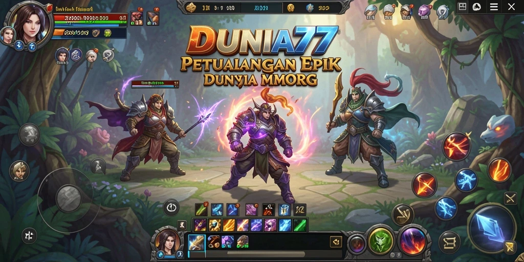 Tampilan gameplay seru dari DUNIA77 dalam petualangan MMORPG.