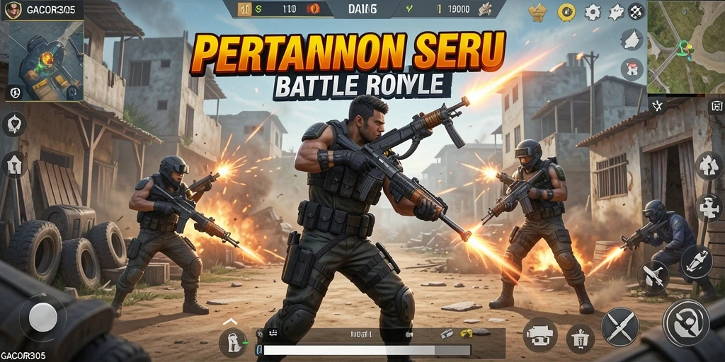 Tampilan gameplay GACOR305 yang seru dalam pertarungan Battle Royale.