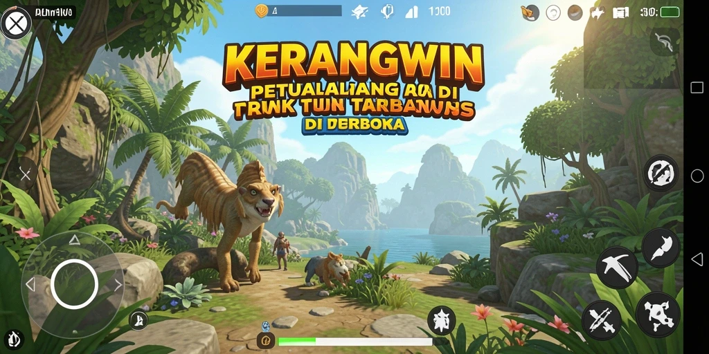Tampilan gameplay KERANGWIN di dunia terbuka yang penuh warna.