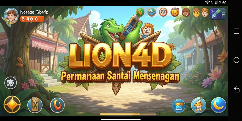 Tampilan gameplay LION4D yang ceria dan menghibur.