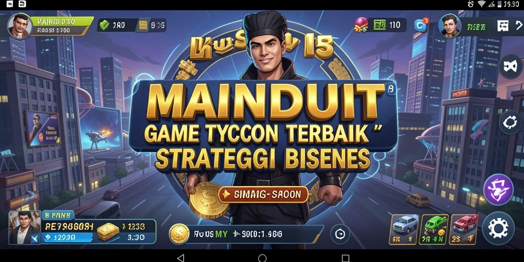 Tampilan gameplay <strong>MAINDUIT</strong> dengan elemen manajemen bisnis yang dinamis.