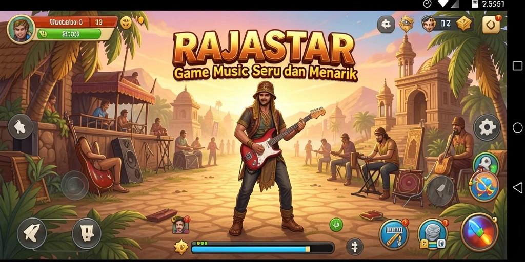 Screenshot gameplay RAJASTAR yang menampilkan serunya bermain musik.