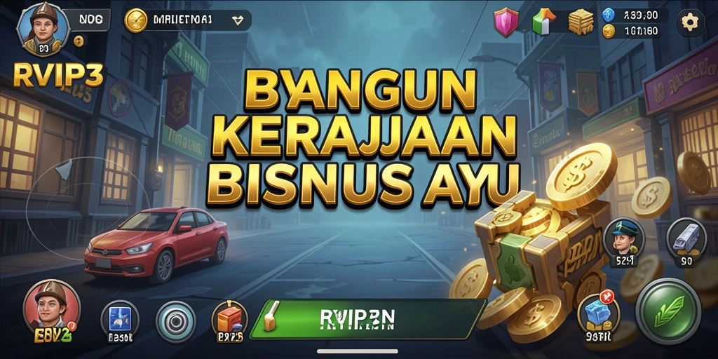 Screenshot utama menunjukkan pemain mengelola bisnis dengan strategi cerdas.