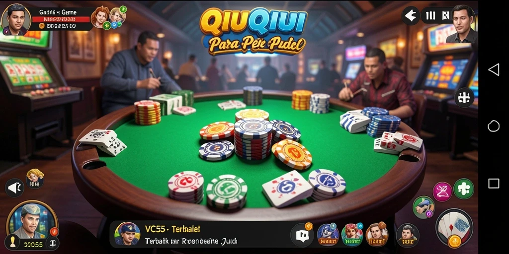 Tangkapan layar VC55 menampilkan aksi mendebarkan dalam permainan QiuQiu.